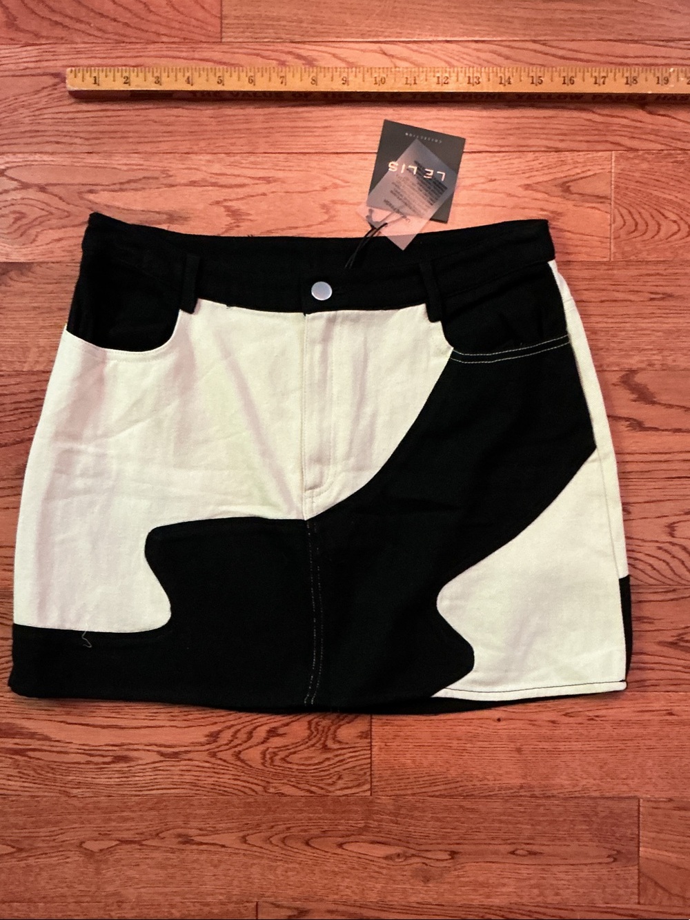 Le Lis Black and White Cowgirl Mini Skirt